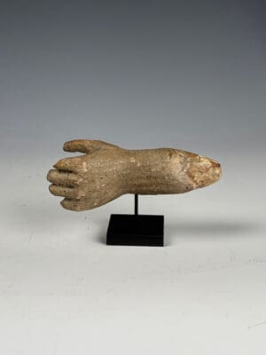 Antique Gesso-Painted Hand Fragment on Stand