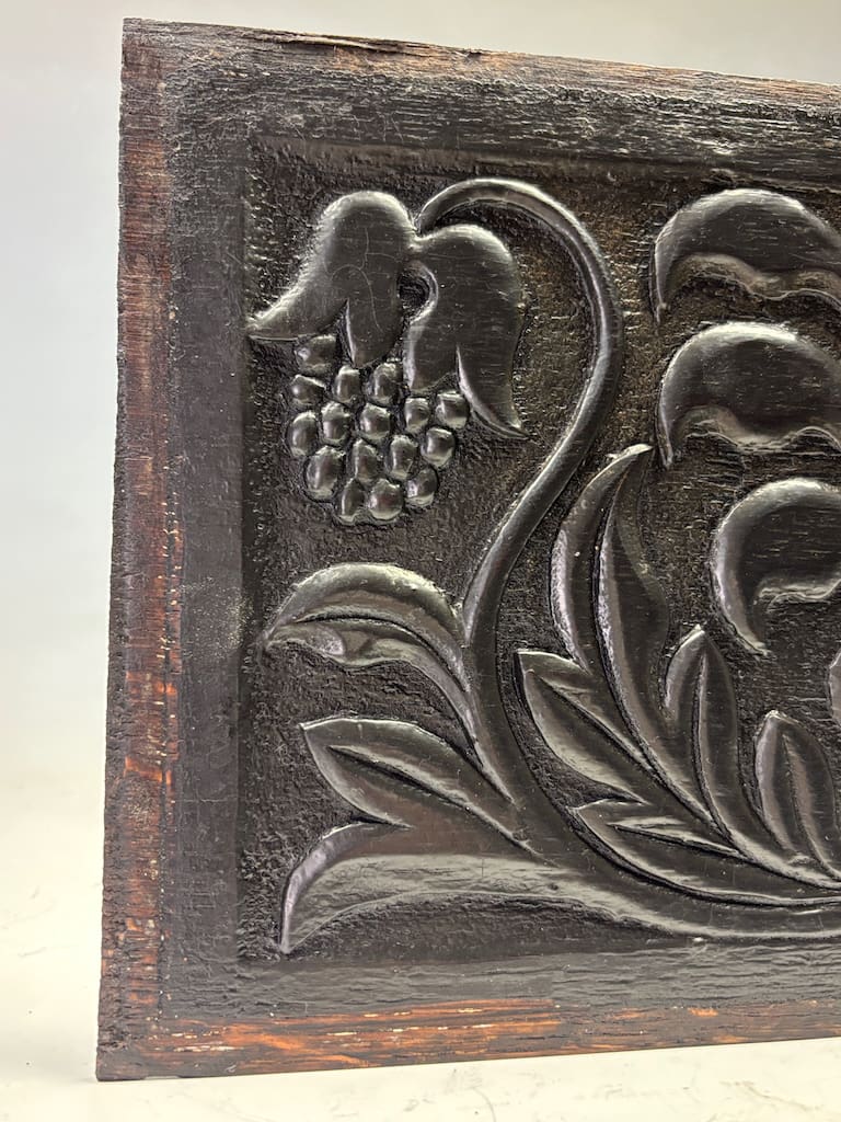 Pair of Antique Carved Oak Panels | 17th Century English Coffer Panels