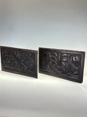 Pair of Antique Carved Oak Panels | 17th Century English Coffer Panels