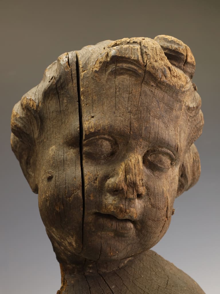 A Rare French Carved Architectural Fragment: Baroque Putto Head from Rouen Cathedral