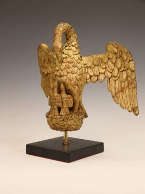 Fine 18th/19th Century Gilded Carved Wood “Pelican in Her Piety” – Exquisite Ecclesiastical Symbolism
