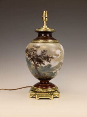 Exquisite French 19th Century Hand Painted Porcelain Table Lamp