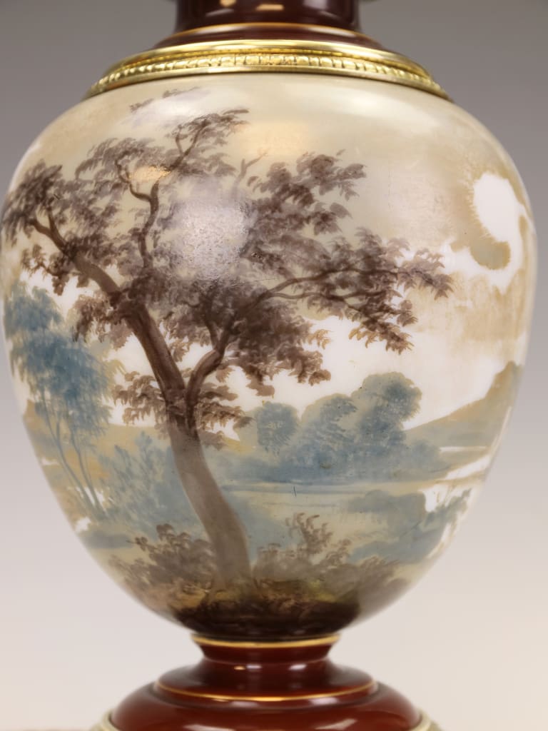 Exquisite French 19th Century Hand Painted Porcelain Table Lamp