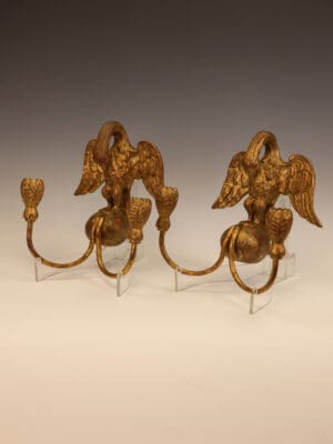 A Pair of Early 19th Century Gilded Pelican Wall Sconces