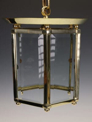 French 'Petitot' Gilt Brass Six-Sided Hall Lantern
