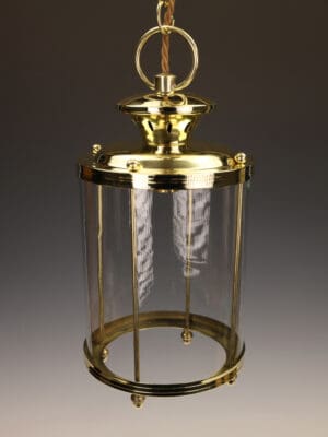 A Rare 19th Century French Brass Vestibule Lantern with Original Wavy Glass