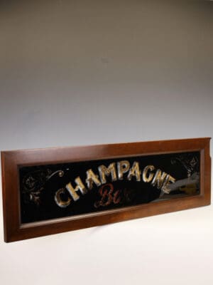 Fine Early 20th Century Reverse-Glass Gilded 'Champagne Bar' Sign