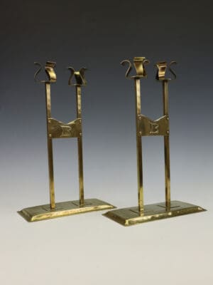 A Rare Pair of Brass Candlesticks, Attributed to the Margaret Gilmour School