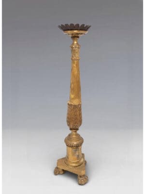 A Continental Naïve Giltwood Pricket Candlestick, 19th Century