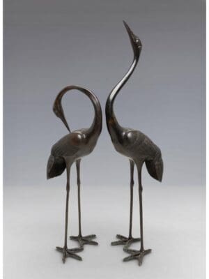 A Pair of Monumental Japanese Bronze Cranes, Meiji Period (1868–1912)