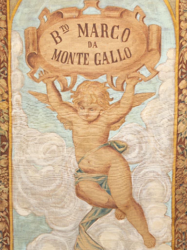 A Monumental Italian Devotional Painted Tapestry, 18th Century