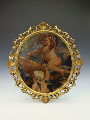 An Italian Oil Painting on Canvas in a Giltwood Florentine Frame