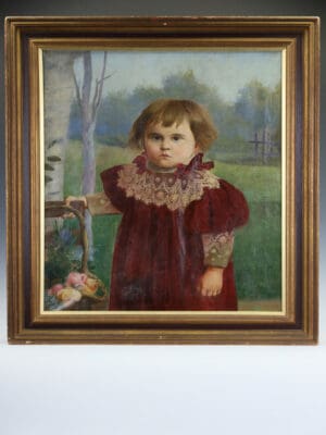 An Late-Victorian Oil Portrait of a Young Child in a Pastoral Landscape